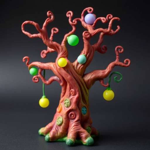 Give me a image of a fantasy dark magic tree