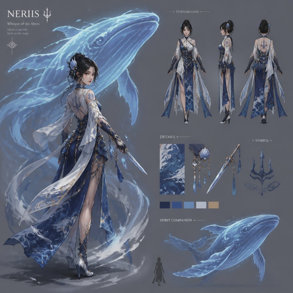female assassin based on neptune, spirit whale companion