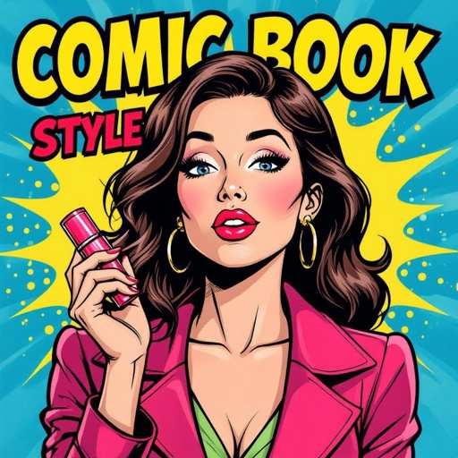 Create a character lady who is funny but about fashion and loves lipgloss