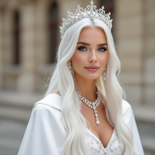 A white queen with white hair