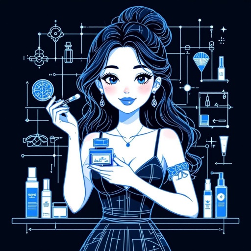 Create a character showing there whole body head to toe, a lady who loves beauty products  