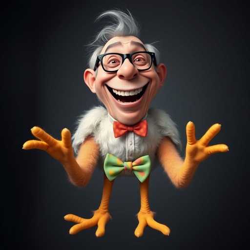 Create a funny looking man with chicken legs
