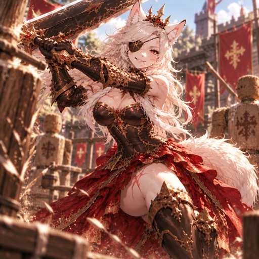 a woman dressed in a costume with a sword