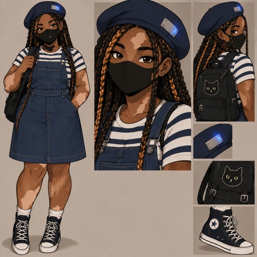 a drawing of a girl wearing a face mask