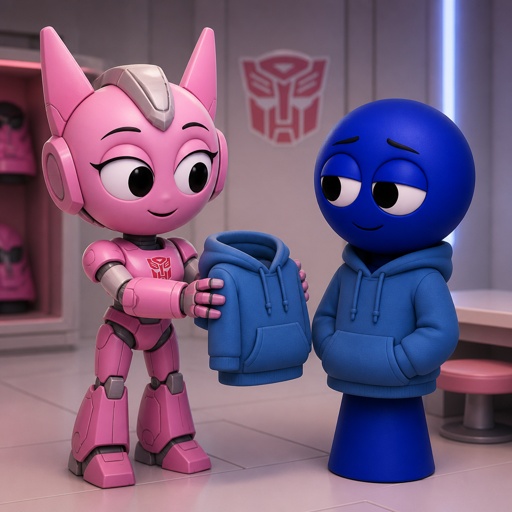 Pinki from Sprunki as Elita One getting Jevin from Sprunki a hoodie instead of his cultist robes