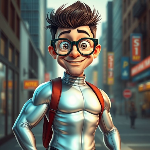 Create a funny looking man who’s outfit is so tight head to toe
