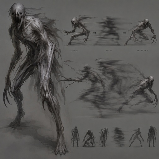 scary grey gradian creature humanoid, switches places to avoid damage