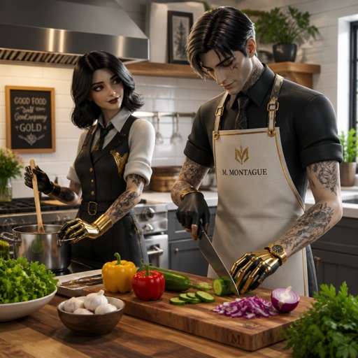 Marigold from Fortnite cooking with Montague from Fortnite 
