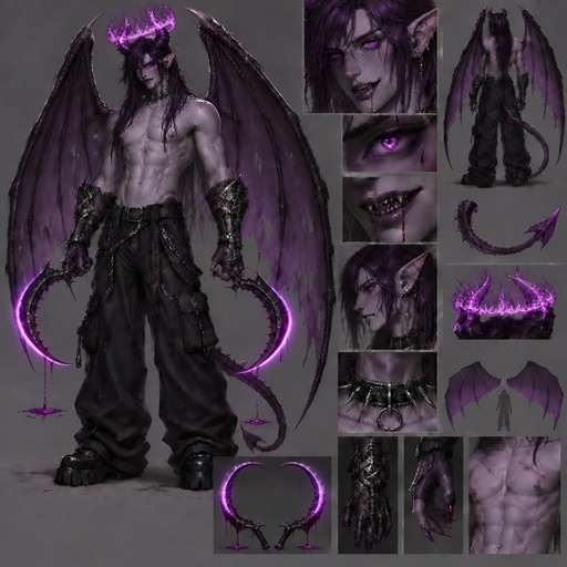 a drawing of a demon with purple lighting