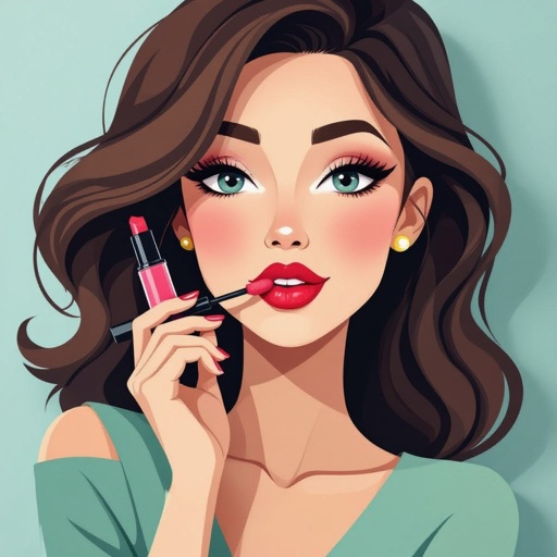 Create a character showing there whole body head to toe, a lady who will has attitude but is funny looking and loves lipgloss 