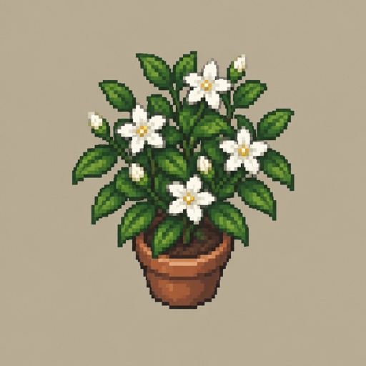 Single Jasmine plant for a fantasy game set in modern times, top-down style