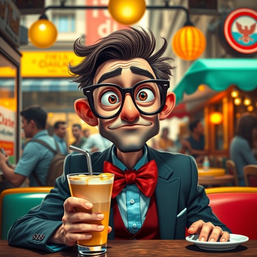 Create a funny looking serious man in the world