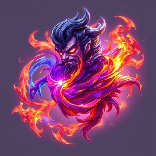 No chrqcter A sphere of purple black orange blue fire