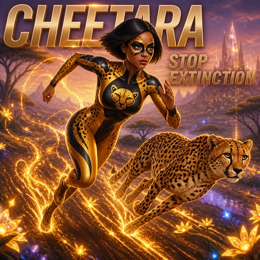 a woman dressed as a cheetara running next to a leopard