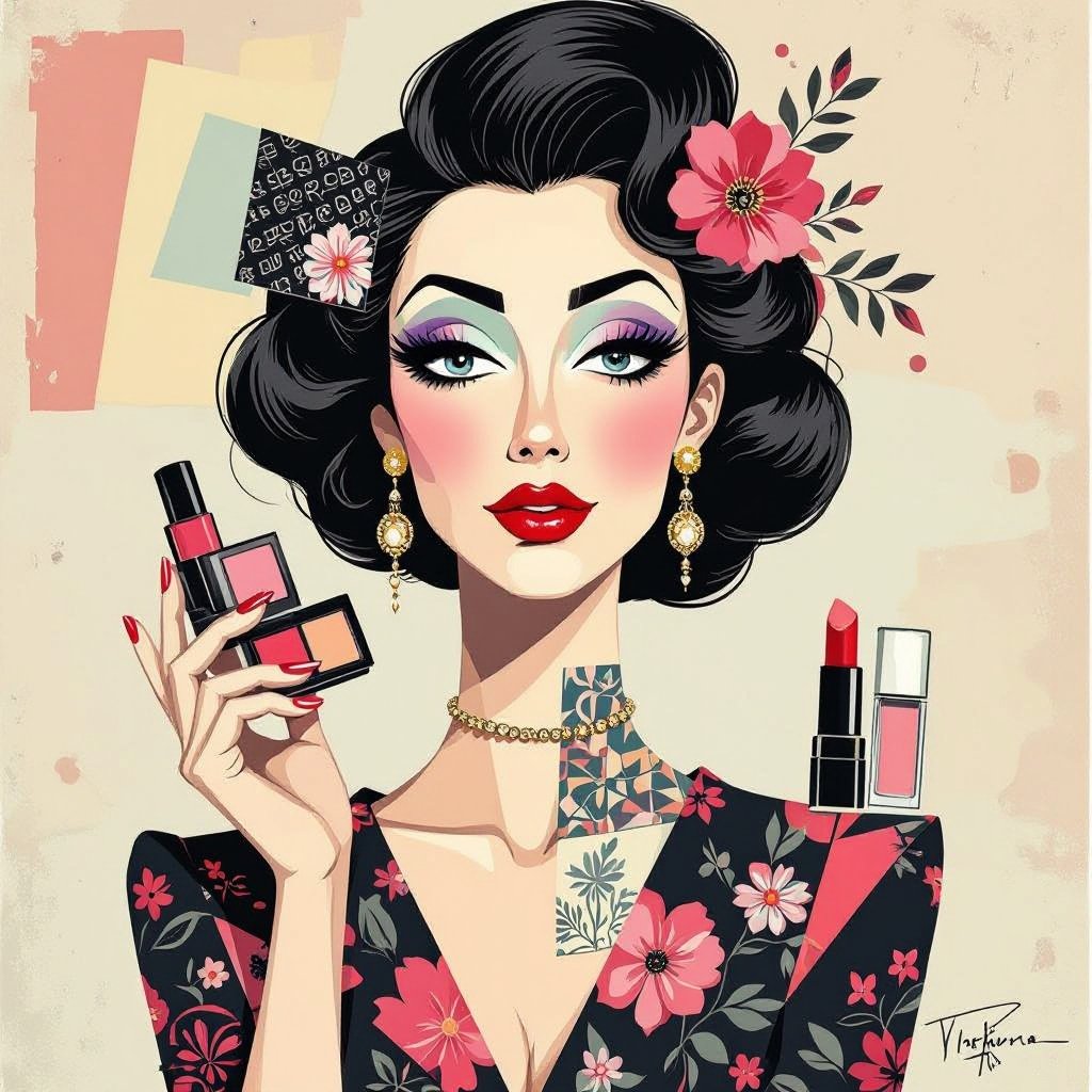Create a character showing there whole body head to toe, a lady who loves beauty products