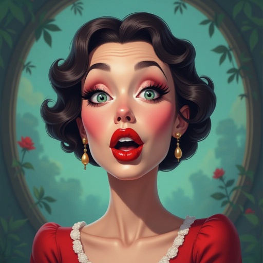 Create a character lady who has attitude but is funny looking and loves lipgloss 