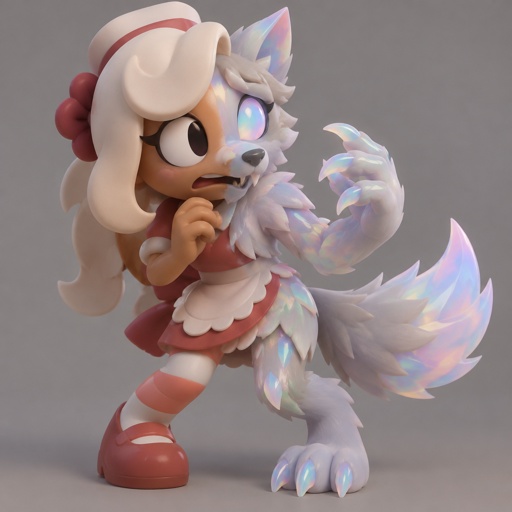 Ginger from Dandys world turning into a Opalite werewolf 