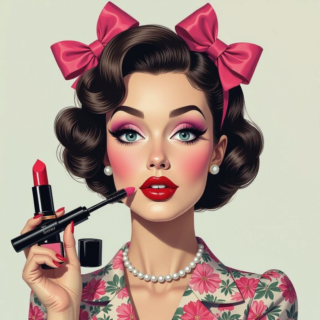 Create a character showing there whole body head to toe, a lady who loves beauty products