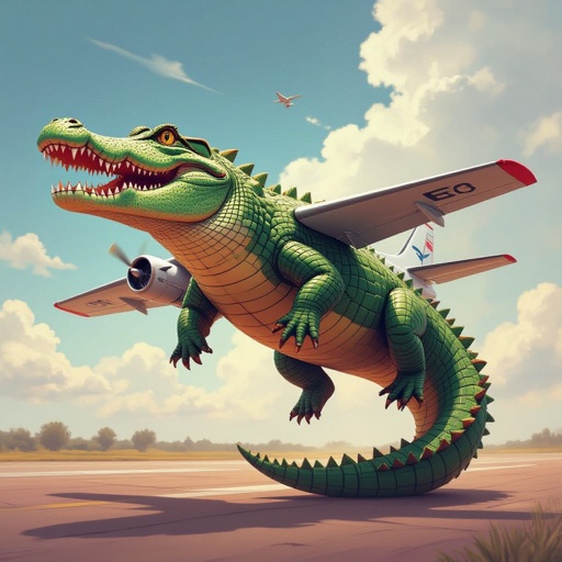 crocodile with plane as its body