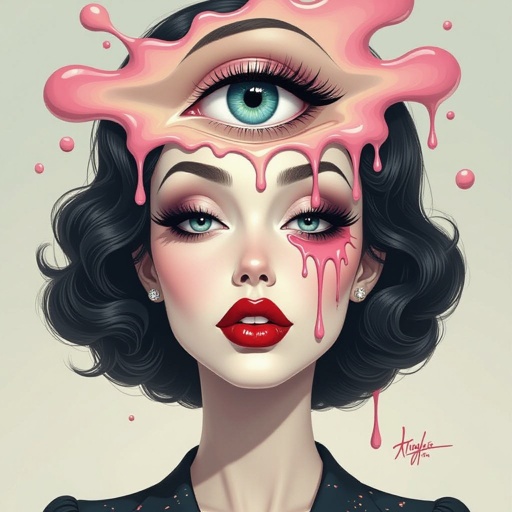 Create a character lady who has attitude but is funny looking and loves lipgloss 