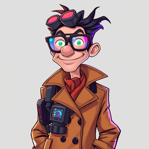 Create a character who is a goofy looking detective, who is confident. But funny looking.
