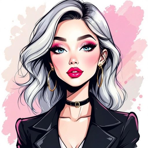 Create a character lady who has attitude but is funny looking but about fashion and loves lipgloss