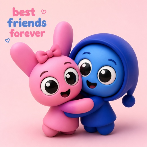 Pinki from Sprunki and Jevin from Sprunki hugging each other as Sprunklings with the words best friends forever in the corner 