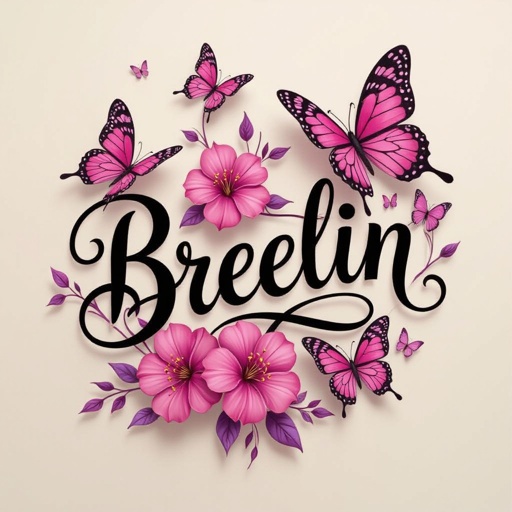 The name Breelin with Butterflies tattoo 