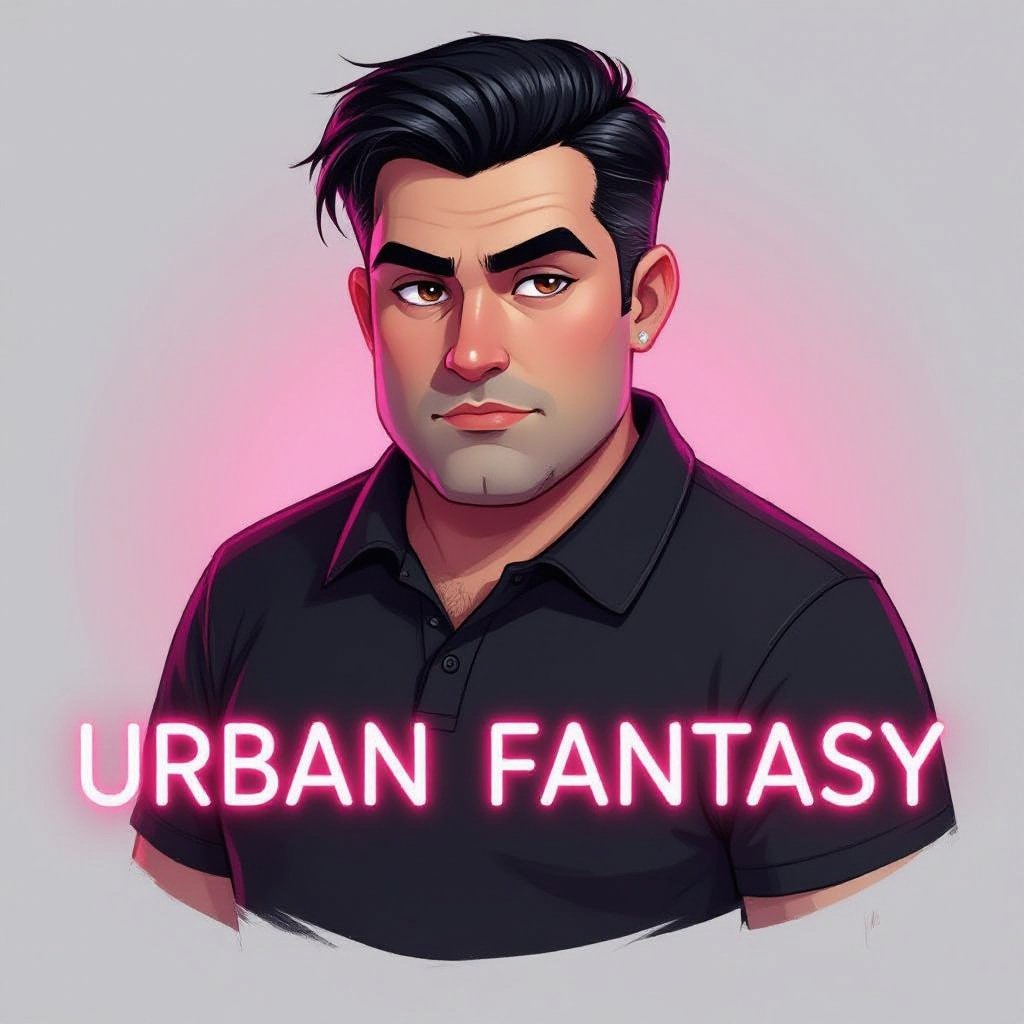 mężczyzna o czarnych włosach, ulizanych i przyklepanych na jeden bok. ciemne oczy, lekko przymrużone. Wąskie wargi ust z mocniej zarysowaną górną wargą. Pulchny. twarz okrągła. Pyzaty. Ubrany w czarną koszulkę polo. tło różowe.