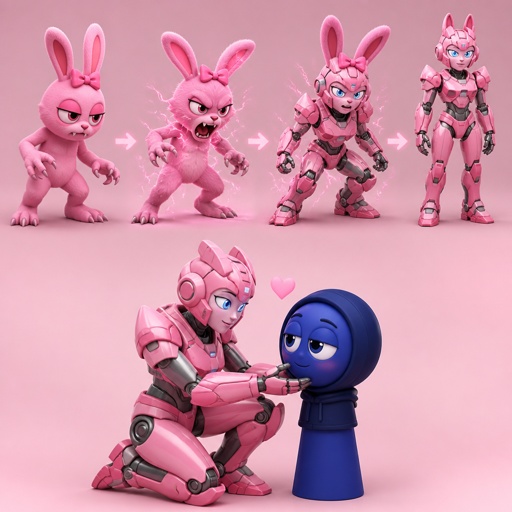 Pinki from Sprunki as A wererabbit turning into Elita One for Jevin from Sprunki 