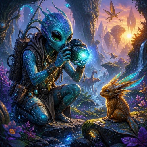 His name is photo, he is an alien from a race take photos of nature and creatures that about to go extinct.  a 