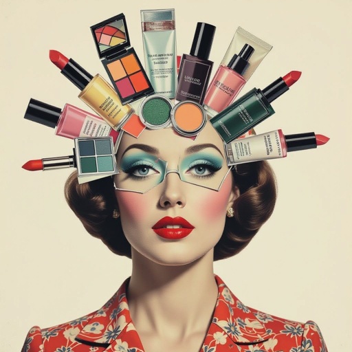 Create a character showing there whole body head to toe, a lady who loves beauty products
