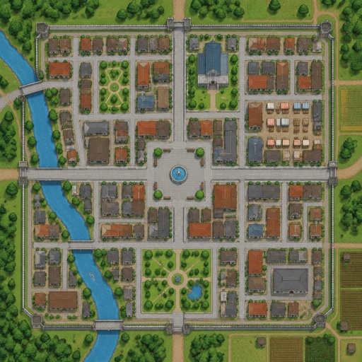town Map layout for a game, top down style