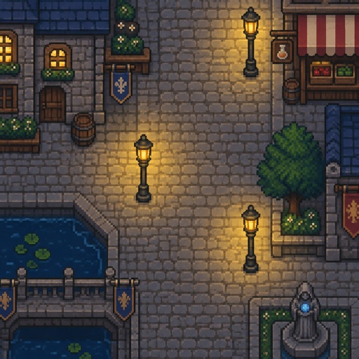  Magical street lamps, top down style