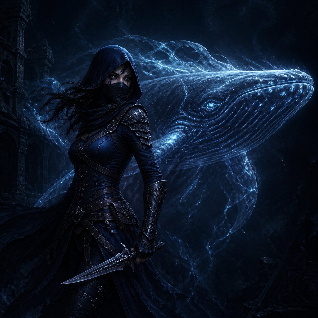 female assassin based on neptune, spirit whale companion