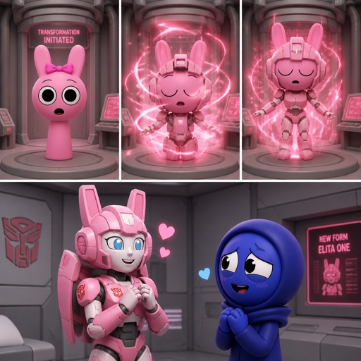 Pinki from Sprunki turning into Elita One for Jevin from Sprunki for the first time 