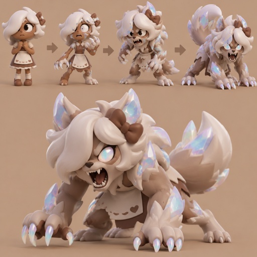 Ginger from Dandy’s world turning into a Opalite Werewolf 