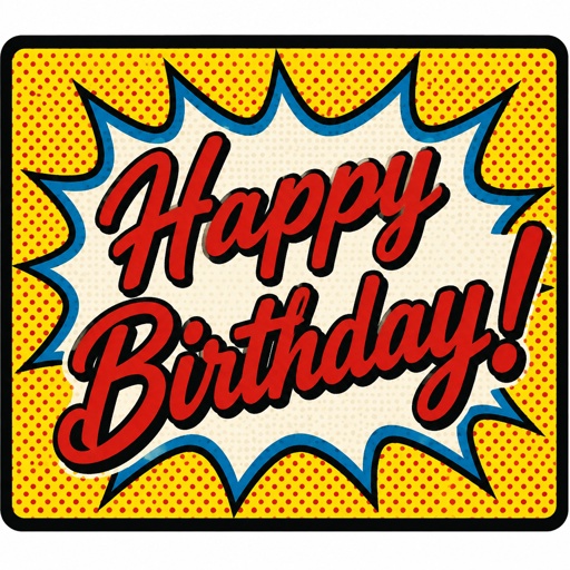 Small sign with a nice border that just says happy birthday in cursive script with an exclamation mark