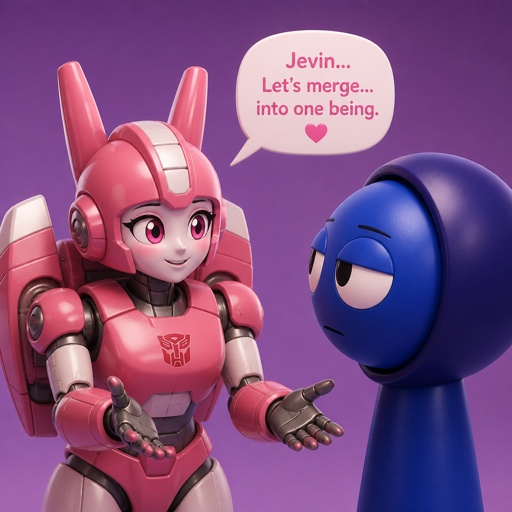 Pinki From Sprunki As Elita One Asking Jevin From Sprunki if he wants to become one being with her