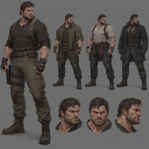 Full body, with multiple variations of Broader man, clothes for a hit not a sermon. Shoulder he rolls when he hates the wait. Impatient face, jaw tight when Reed talks. Force with a leash. Not a monster. Fortiche painted.