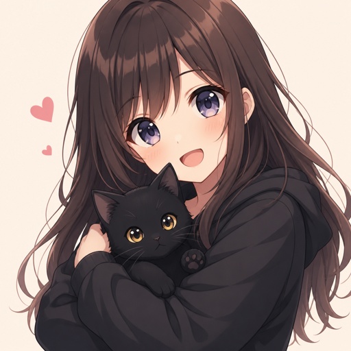 Eine kleine schwarze Katze in den Arm von einem süßen Mädchen