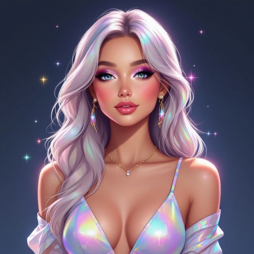 Create a character showing there whole body head to toe, a lady who loves beauty products  