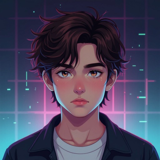 Mysterious teen boy with dark brown hair brown eyes and with a dark past