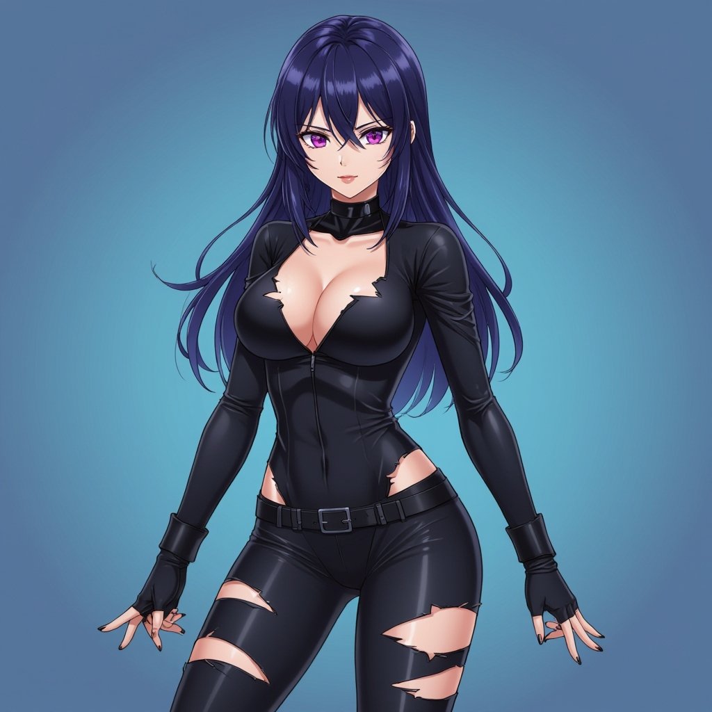 Lady Burglar In tight black spandex suit torn and ripped a lot 