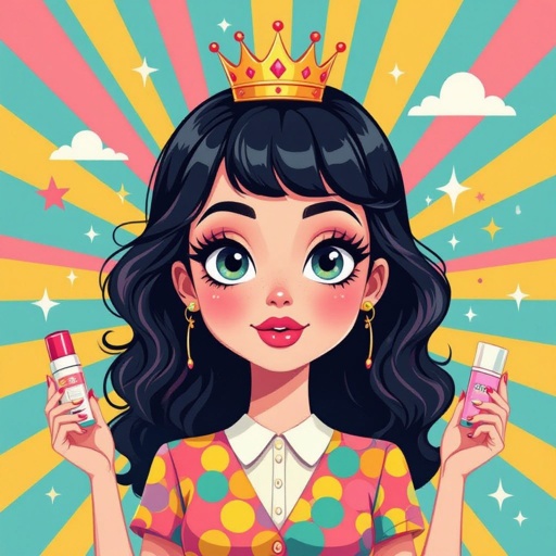 Create a business owner character showing there whole body head to toe, a lady who loves beauty products  