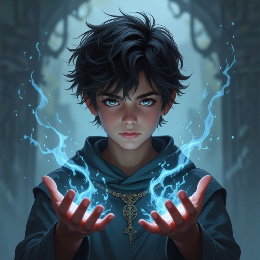 Telekinetic and dark manipulation powers boy teenager 17 years old dark with bad past and mysterious and quite