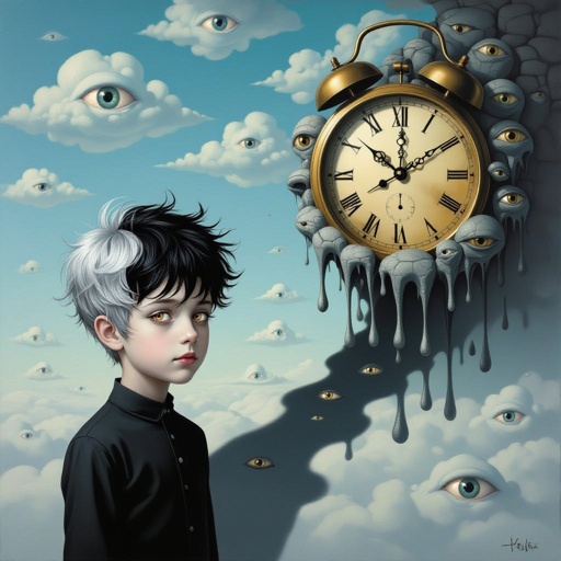 Black and silver hair boy with silver/goldish eyes and mysterious who no one understand 