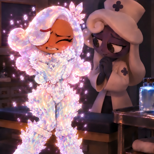 a couple of cartoon characters standing next to each other