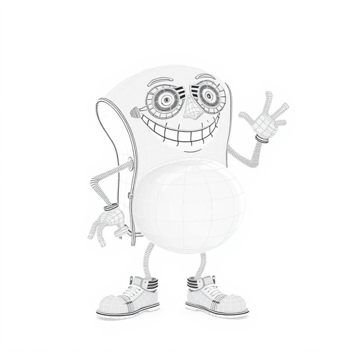 Create a funny looking clumsy sandwhich thief with funny shoes on. Make him have on the bandit black thing around his eyes 