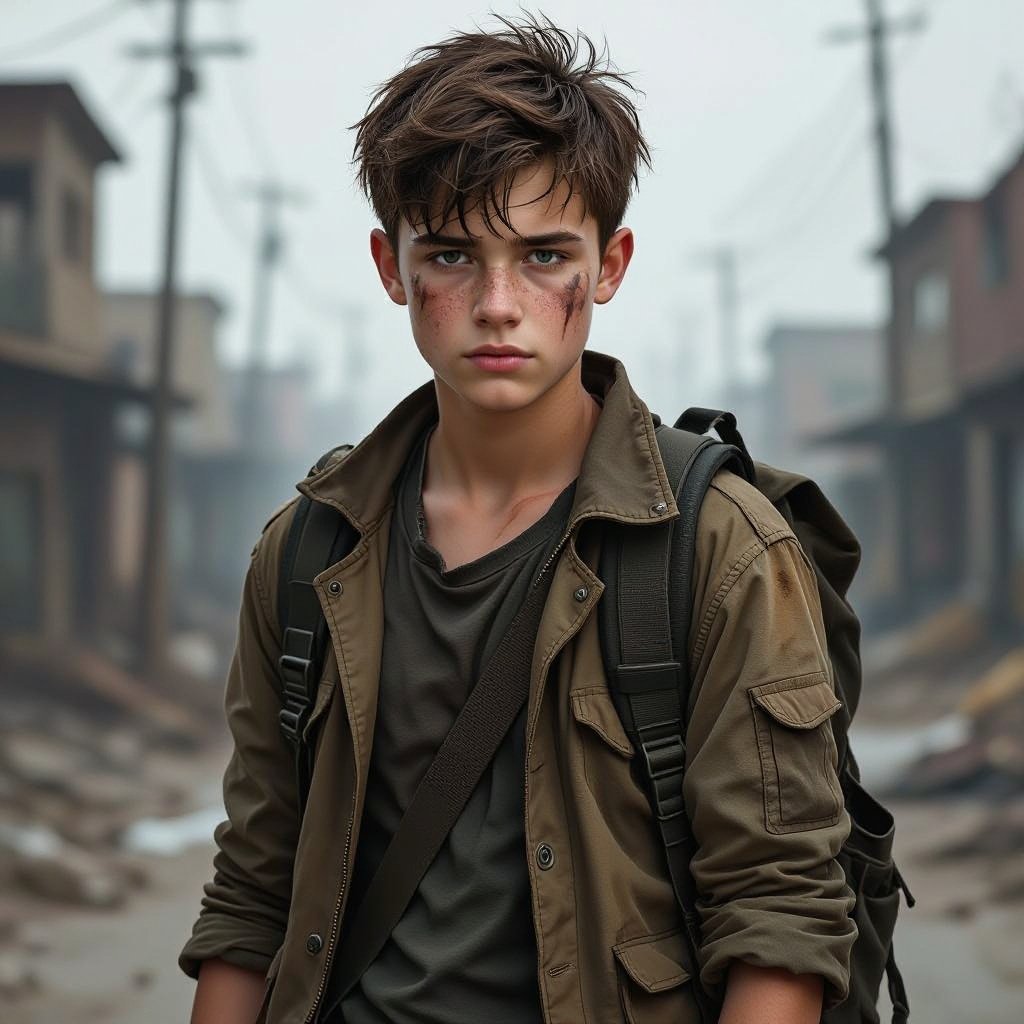 A white teen boy who is 18 years old with short brown hair